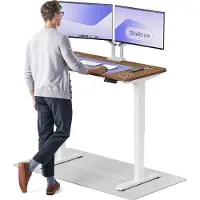 Desktronic HomePro Bureau électrique réglable en hauteur 120x60cm blanc/noyer avec fonction mémoire, technologie anti-collision, ports de charge USB-A et USB-C