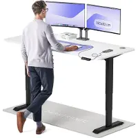 Desktronic HomePro Bureau électrique réglable en hauteur 180x80cm noir/blanc avec fonction mémoire, technologie anti-collision, ports de recharge USB-A et USB-C