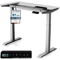 Desktronic HomeOne Pied de bureau réglable en hauteur électriquement, gris, avec fonction mémoire, technologie anti-collision, ports de charge USB-A et USB-C