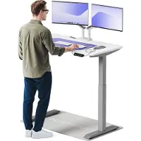 Desktronic HomeOne Bureau électrique réglable en hauteur 120x60cm gris/blanc avec fonction mémoire, technologie anti-collision, ports de charge USB-A et USB-C