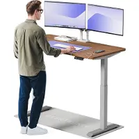 Desktronic HomeOne Bureau électrique réglable en hauteur 140x70cm gris/noyer avec fonction mémoire, technologie anti-collision, ports de charge USB-A et USB-C