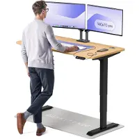 Desktronic HomePro Bureau électrique réglable en hauteur 140x70cm noir/chêne avec fonction mémoire, technologie anti-collision, ports de recharge USB-A et USB-C