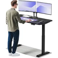 Desktronic HomeOne Bureau électrique réglable en hauteur 140x70cm noir/noir avec fonction mémoire, technologie anti-collision, ports de recharge USB-A et USB-C