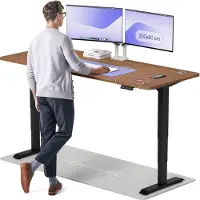 Desktronic HomePro Bureau électrique réglable en hauteur 200x80cm noir/noyer avec fonction mémoire, technologie anti-collision, ports de recharge USB-A et USB-C