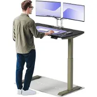 Desktronic HomeOne Bureau électrique réglable en hauteur 120x60cm vert/noir avec fonction mémoire, technologie anti-collision, ports de charge USB-A et USB-C