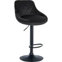 CLP Tabouret de bar Lazio, revêtement en velours, réglable en hauteur et pivotant à 360 degrés. Couleur : noir. Structure : noire