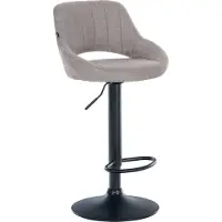 CLP Tabouret de bar Milet, revêtement en tissu, hauteur réglable, pivotant, avec dossier, gris, structure noire