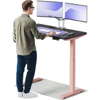 Desktronic HomeOne Bureau électrique réglable en hauteur 120x60cm rose/noir avec fonction mémoire, technologie anti-collision, ports de recharge USB-A et USB-C