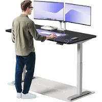 Desktronic HomeOne Bureau électrique réglable en hauteur 160x80cm gris/noir avec fonction mémoire, technologie anti-collision, ports de charge USB-A et USB-C