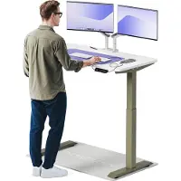 Desktronic HomeOne Bureau électrique réglable en hauteur 120x60cm vert/blanc avec fonction mémoire, technologie anti-collision, ports de chargement USB-A et USB-C