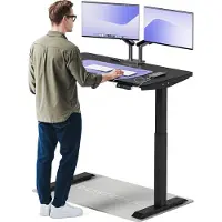 Desktronic HomeOne Bureau électrique réglable en hauteur 120x60cm noir/noir avec fonction mémoire, technologie anti-collision, ports de recharge USB-A et USB-C