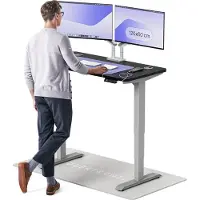 Desktronic HomePro Bureau électrique réglable en hauteur 120x60cm gris/noir avec fonction mémoire, technologie anti-collision, ports de charge USB-A et USB-C