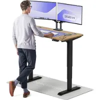 Desktronic HomePro Bureau électrique réglable en hauteur 120x60cm chêne massif/noiravec fonction mémoire, technologie anti-collision, ports de charge USB-A et USB-C