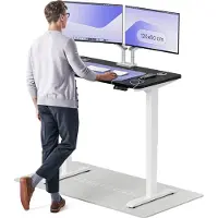 Desktronic HomePro Bureau électrique réglable en hauteur 120x60cm blanc/noir avec fonction mémoire, technologie anti-collision, ports de recharge USB-A et USB-C