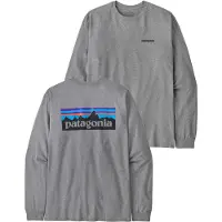 Patagonia - T-shirt manches longues - M's L/S P-6 Logo Responsibili-Tee Gravel Heather pour Homme en Coton - Taille L - Gris