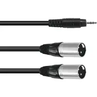 Omnitronic Câble adaptateur 3.5 Klinke/2xXLR(M) 3m sw