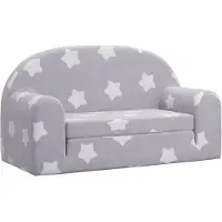 vidaXL Canapé-lit pour enfants 2 places gris clair avec étoiles Peluche douce