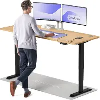 Desktronic HomePro Bureau électrique réglable en hauteur 200x80cm noir/chêne avec fonction mémoire, technologie anti-collision, ports de recharge USB-A et USB-C