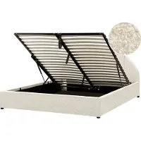 Beliani Lit avec coffre de rangement cassé blanc boucle polyester 160 x 200 cm design minimaliste fonction rangement