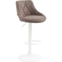 CLP Tabouret de bar Lazio, revêtement en tissu, réglable en hauteur et pivotant à 360 degrés. Couleur : taupe. Structure : blanche
