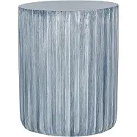 Beliani Table basse gris clair Verre trempé MgO forme tambour ronde Résistance aux UV rouille eau intempéries style boho moderne
