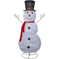 Star Trading Bonhomme de neige LED, fabriqué par Tecidy, avec éclairage, en 3D, alimenté par batterie, 200 LED blanches, pour une utilisation en extérieur, hauteur 180 cm