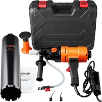 Vevor Carotteuse à Diamant Diamètre Max. 102 mm Profondeur 400 mm 1500 W Perceuse au Diamant 1100/2400 tr/min Appareil de Forage Diamant Perçage Humide avec Carottier et Niveau Béton Armé Construction
