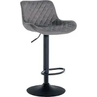 CLP Tabouret de bar Minosa, pivotant à 360°, avec repose-pieds | Couleur : gris foncé | Matériau : velours