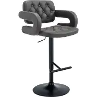 CLP Tabouret de bar Dublin similicuir réglable en hauteur et pivotant,gris noir