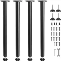 Vevor Pied de Table 4PCS Pieds de Bureau Réglables 711,2 cm en Acier Massif Capacité de Charge 544 kg Installation Rapide Pieds de Meubles Noirs Robustes pour Bricolage Maison Bureau Salle à Manger