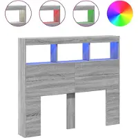 vidaXL Tête de lit LED avec étagères Gris Sonoma 120x17x102 cm