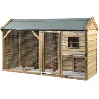 FATMOOSE Poulailler avec enclos CosyChicken Cottage en bois - 243 x 95 x 148 cm