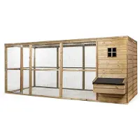 FATMOOSE Poulailler HappyHen House en bois avec enclos - 448 x 209 x 183 cm