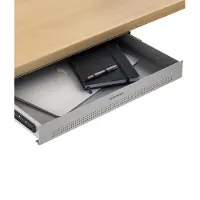 Desktronic Organiseur de tiroir sous le bureau, 41x27x5cm, Acier de haute qualité, Gain de place extensible Gris