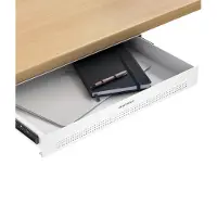 Desktronic Organiseur de tiroir sous le bureau, 41x27x5cm, acier de haute qualité, gain de place extensible Blanc