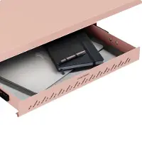 Desktronic Organiseur de tiroir sous le bureau, 41x27x5cm, Acier de haute qualité, Gain de place extensible Rose