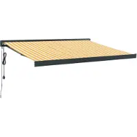 vidaXL Marquise rétractable jaune et blanc 3,5x2,5 m Tissu et aluminium