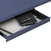 Desktronic Organiseur de tiroir sous le bureau, 41x27x5cm, acier de haute qualité, gain de place extensible bleu
