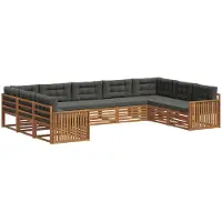vidaXL Ensemble de salon de jardin 9 pièces, couleurs : naturel et anthracite