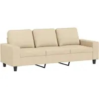 vidaXL Canapé 3 places crème 180 cm Tissu