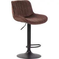 CLP Tabouret de bar Lentini en velours, pivotant, réglable en hauteur, structure marron, couleur noire