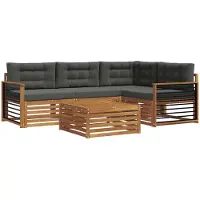 vidaXL Ensemble de canapés d'extérieur avec coussins 5 pièces Nature et Anthracite