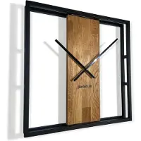FLEXISTYLE Horloge carrée en chêne Loft Square métal 50cm z231-a-1