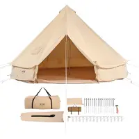 Vevor Tente Cloche en Toile 7 m Tente de Yourte 4 Saisons Tente de Camping Familial avec Trou de Poêle à Bois