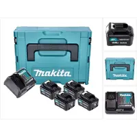 Makita Power Source Kit 4x BL 1041 B batterie 12 V max. 4,0 Ah CXT ( 4x 197406-2 ) + chargeur DC 10 SB ( 197363-4 ) + Makpac
