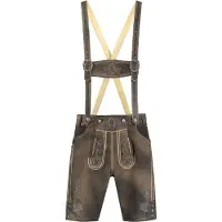Haus Huberts Pantalon en cuir pour homme, court, gris sable, taille : 50