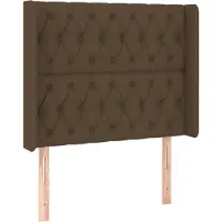 vidaXL Tête de lit avec oreilles brun foncé 93x16x118/128 cm Tissu