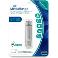 MediaRange MR936 (64 Go, USB-A, USB-C), Clé USB, Argent
