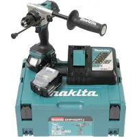 Makita DHP492RTJ 18V Li-ionv Set De Perceuse-visseuse À Percussion Sans Fil (2x 5.0Ah) Dans Mbox - 130Nm - Sans Balais