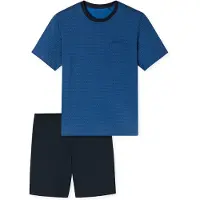 Schiesser Pyjama court ' Comfort Essentials ' bleu / bleu marine